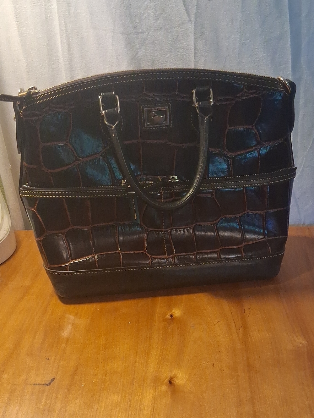 Dooney & Bourke Brown Croc-Embossed Leather Tote